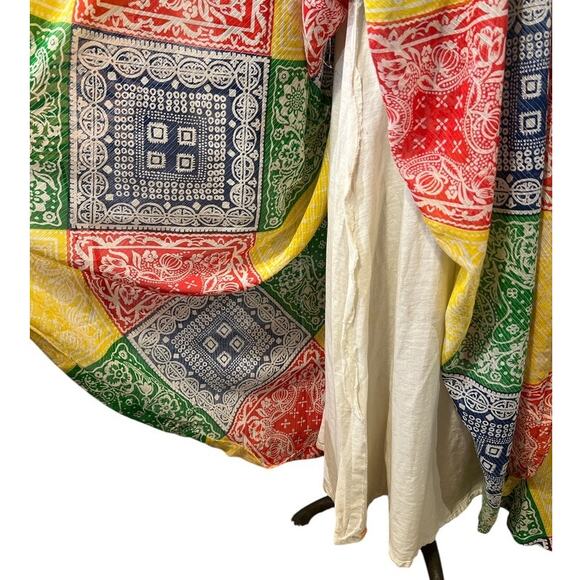 Retro 70s Malbe Maxi Skirt Vtg Sz 7 Bandana Print Red Green Primary Boho Hippy - Picture 6 of 14